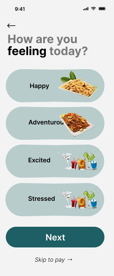 Mood choices in the FoodLive surprise ordering concept