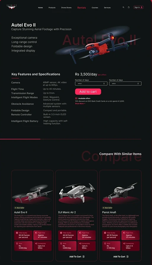 SKYBUZZ product detail and comparison concept