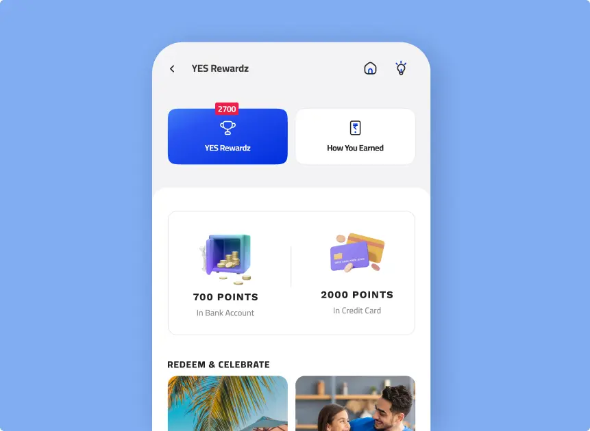 YES Bank rewards interface